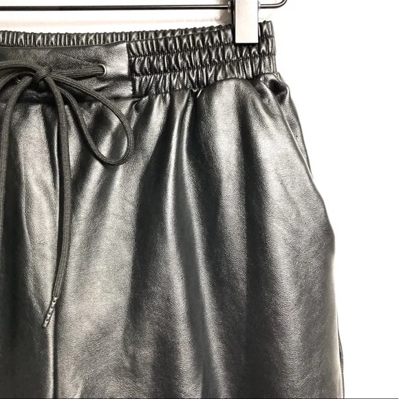 21 SAINTS BLACK FAUX LEATHER JOGGER PANTS - Picture 3 of 6
